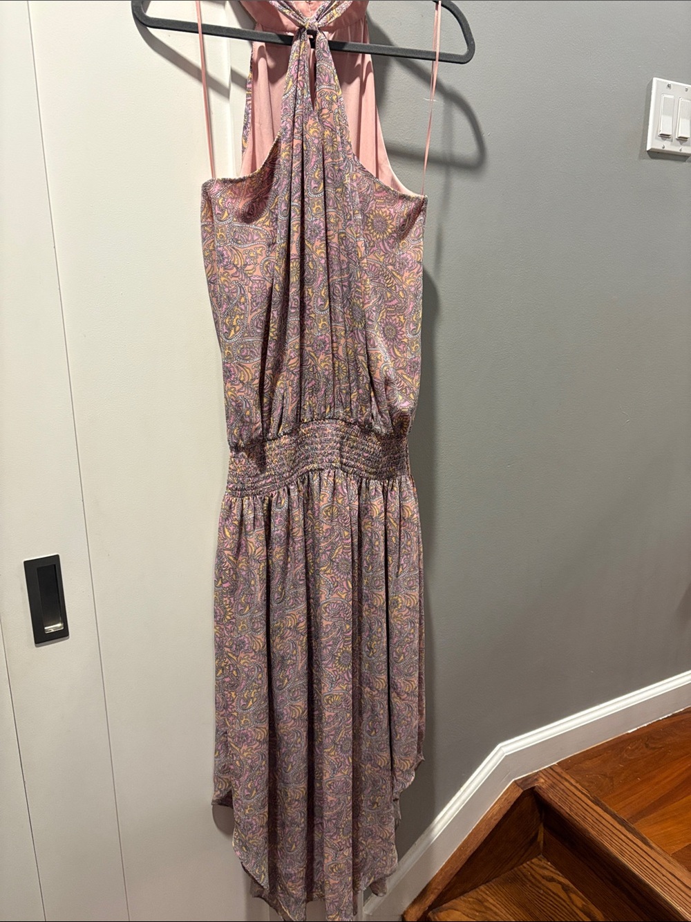Ramy Brook Pink Paisley High-Low Halter Dress
